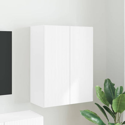 Tv Wall Cabinet 59,5 X 31 X 80 Cm Bílá Kompozitní Dřevo