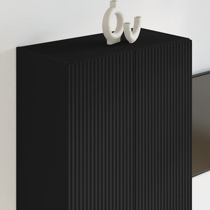 Tv Wall Cabinet 59,5 X 31 X 80 Cm Černá Kompozitní Dřevo