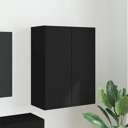 Tv Wall Cabinet 59,5 X 31 X 80 Cm Černá Kompozitní Dřevo