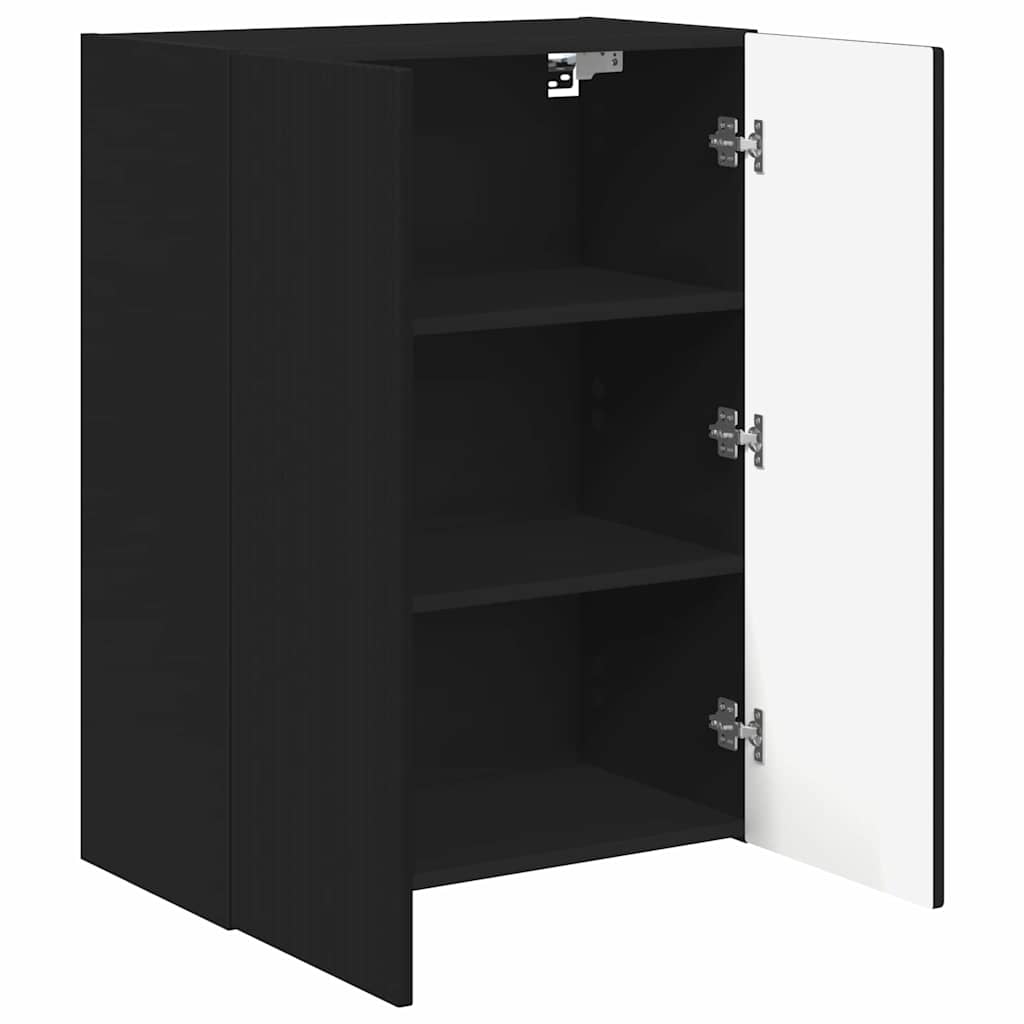Tv Wall Cabinet 59,5 X 31 X 80 Cm Černá Kompozitní Dřevo