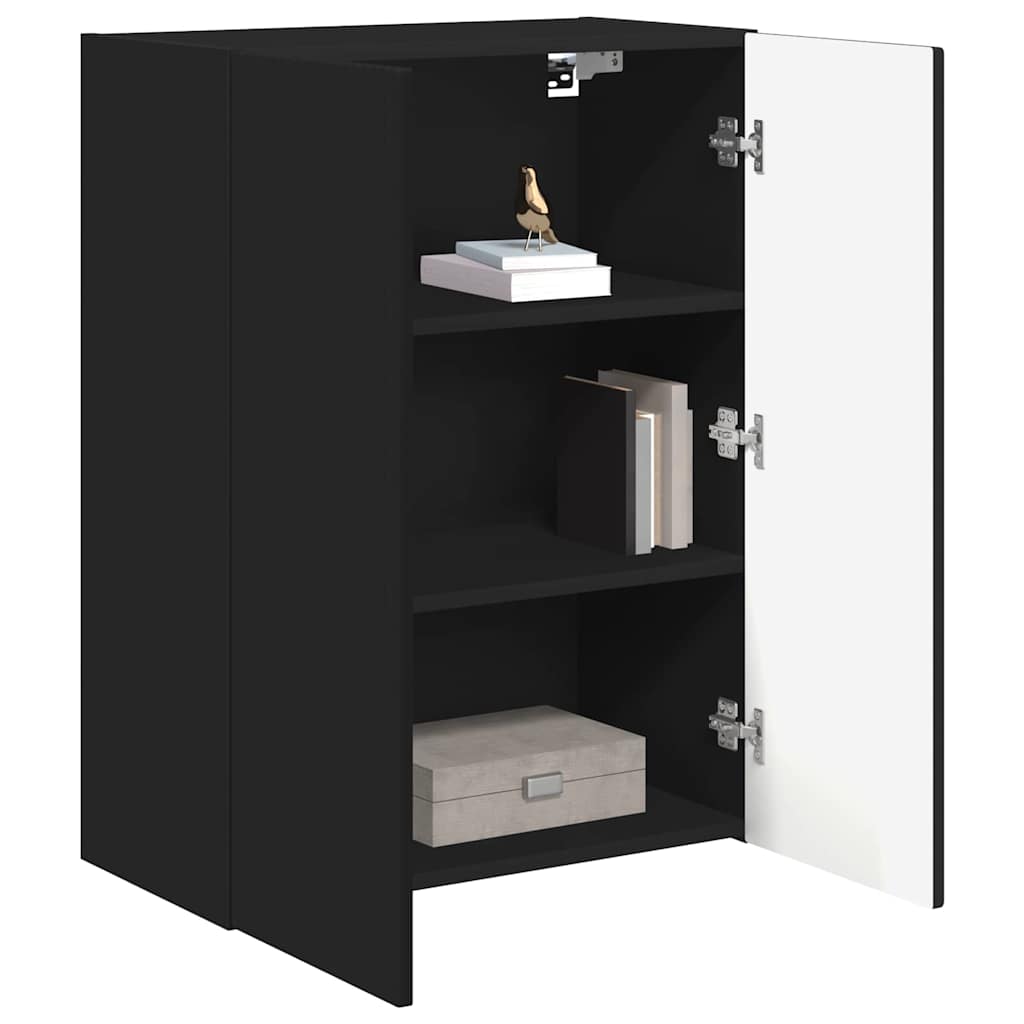 Tv Wall Cabinet 59,5 X 31 X 80 Cm Černá Kompozitní Dřevo