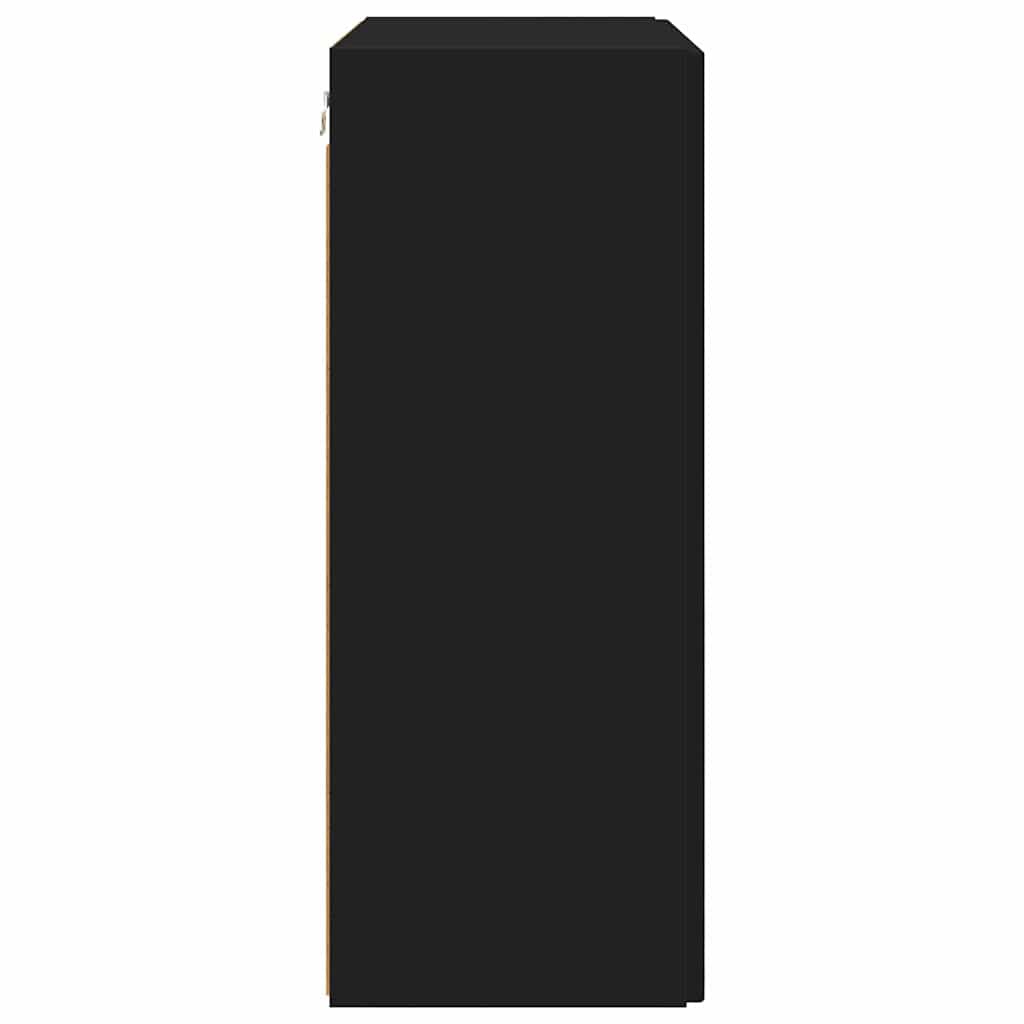 Tv Wall Cabinet 59,5 X 31 X 80 Cm Černá Kompozitní Dřevo