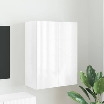 Tv Wall Cabinet 59,5 X 31 X 80 Cm Vysoce Lesklá Bílá