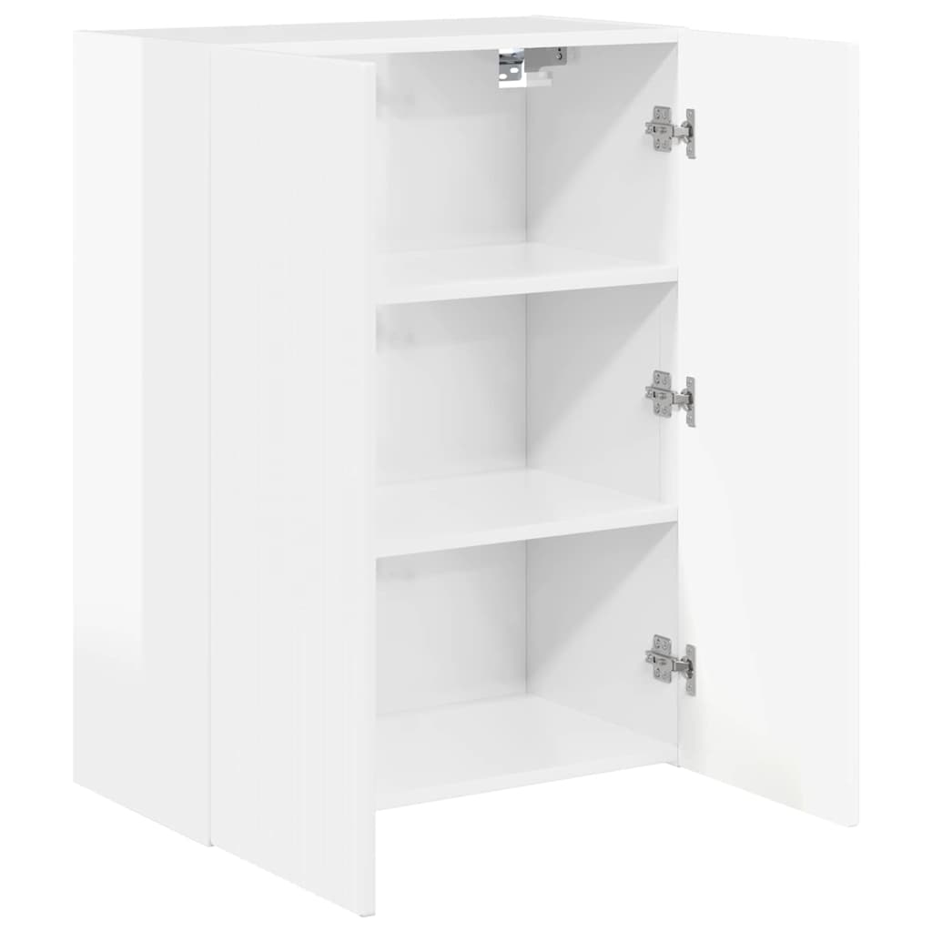 Tv Wall Cabinet 59,5 X 31 X 80 Cm Vysoce Lesklá Bílá