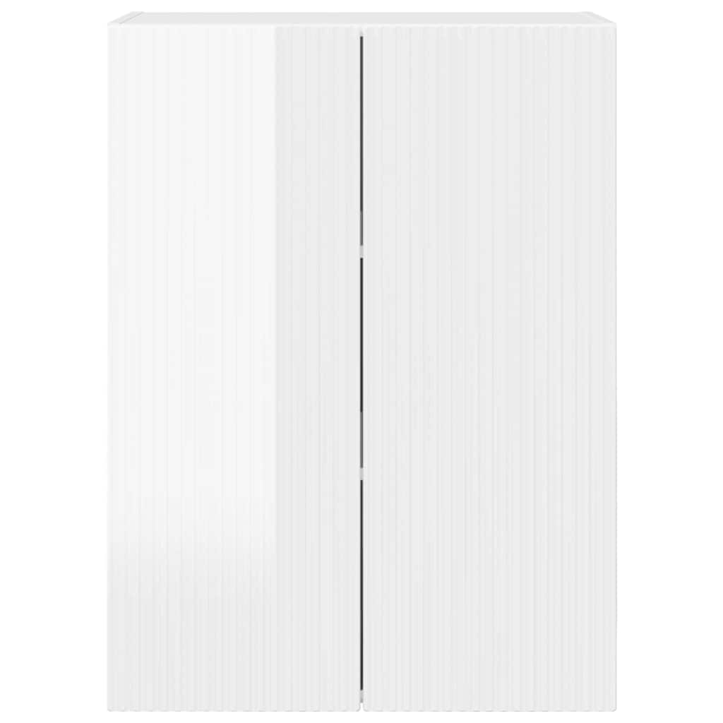 Tv Wall Cabinet 59,5 X 31 X 80 Cm Vysoce Lesklá Bílá