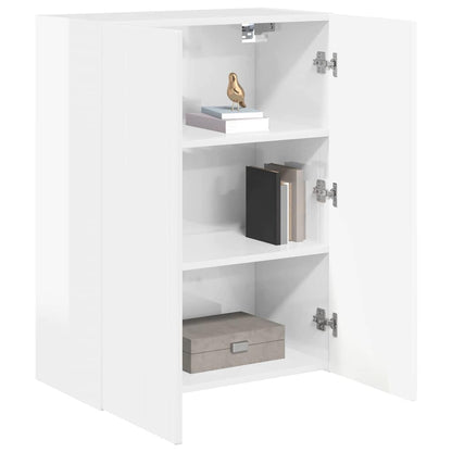 Tv Wall Cabinet 59,5 X 31 X 80 Cm Vysoce Lesklá Bílá