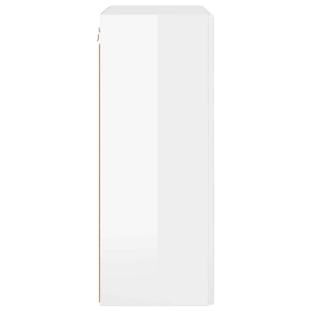 Tv Wall Cabinet 59,5 X 31 X 80 Cm Vysoce Lesklá Bílá