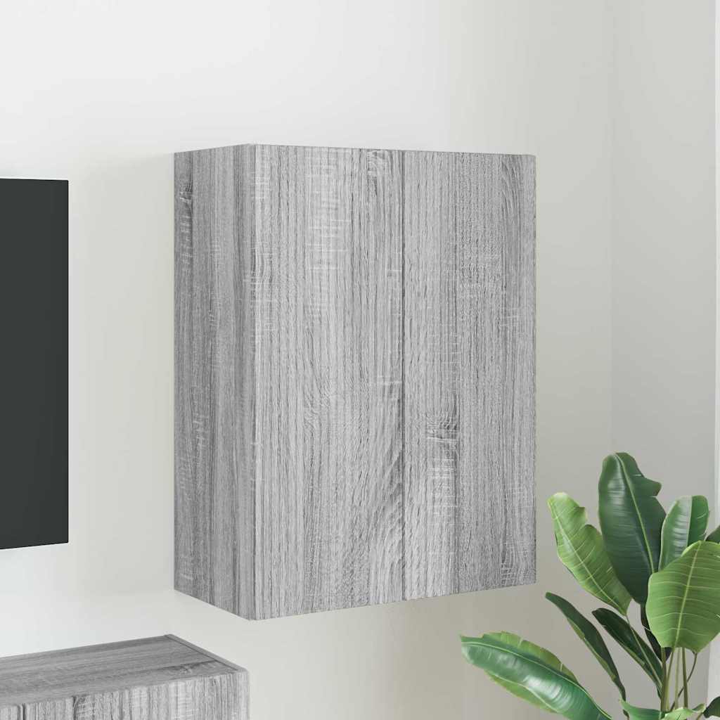 Tv Wall Cabinet 59,5 X 31 X 80 Cm Šedá Sonoma Kompozitní Dřevo