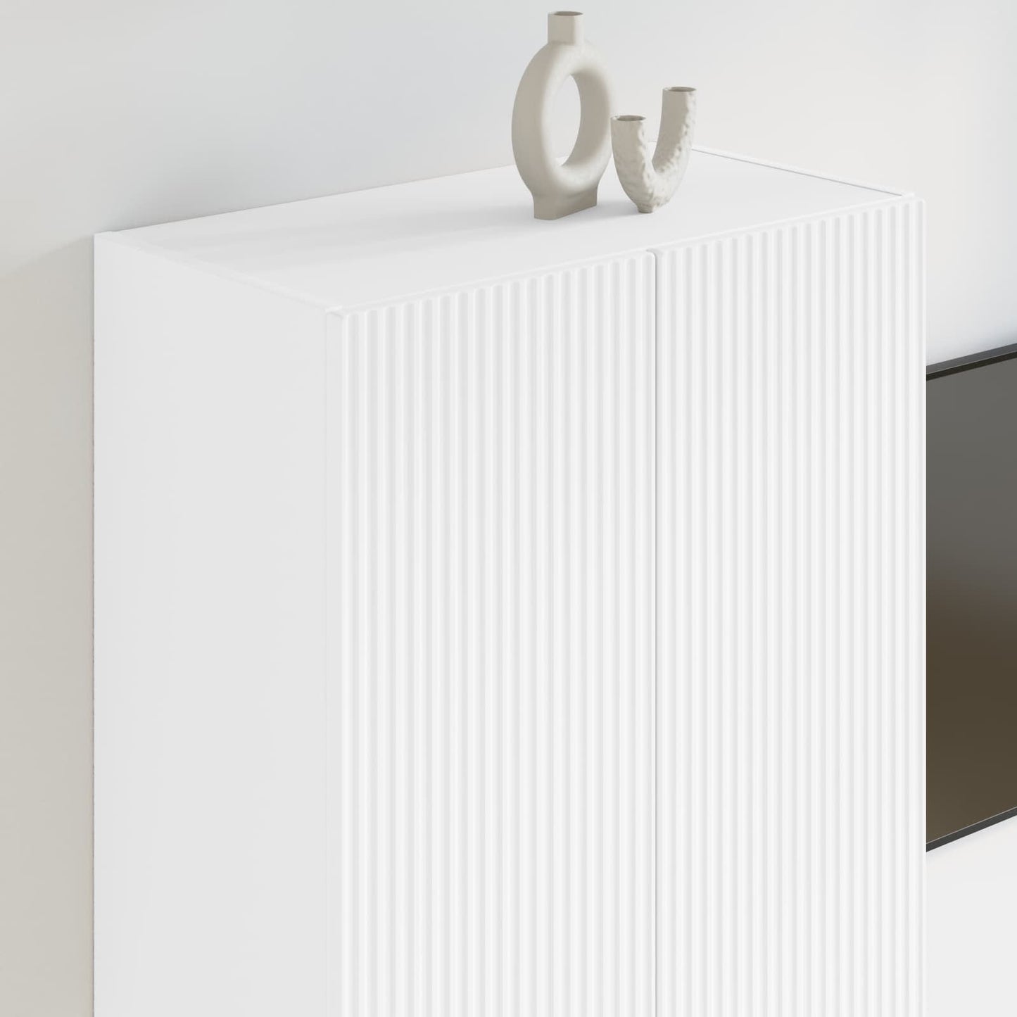 Tv Wall Cabinet 59,5 X 31 X 100 Cm Bílá Kompozitní Dřevo