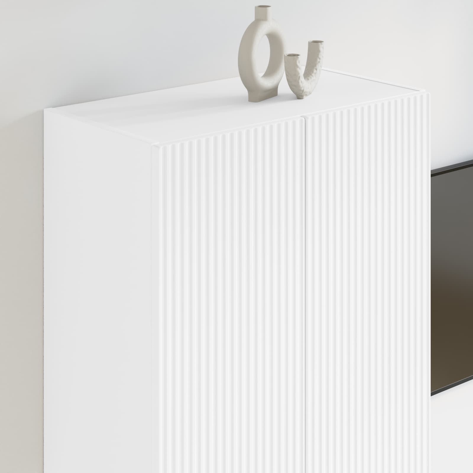 Tv Wall Cabinet 59,5 X 31 X 100 Cm Bílá Kompozitní Dřevo
