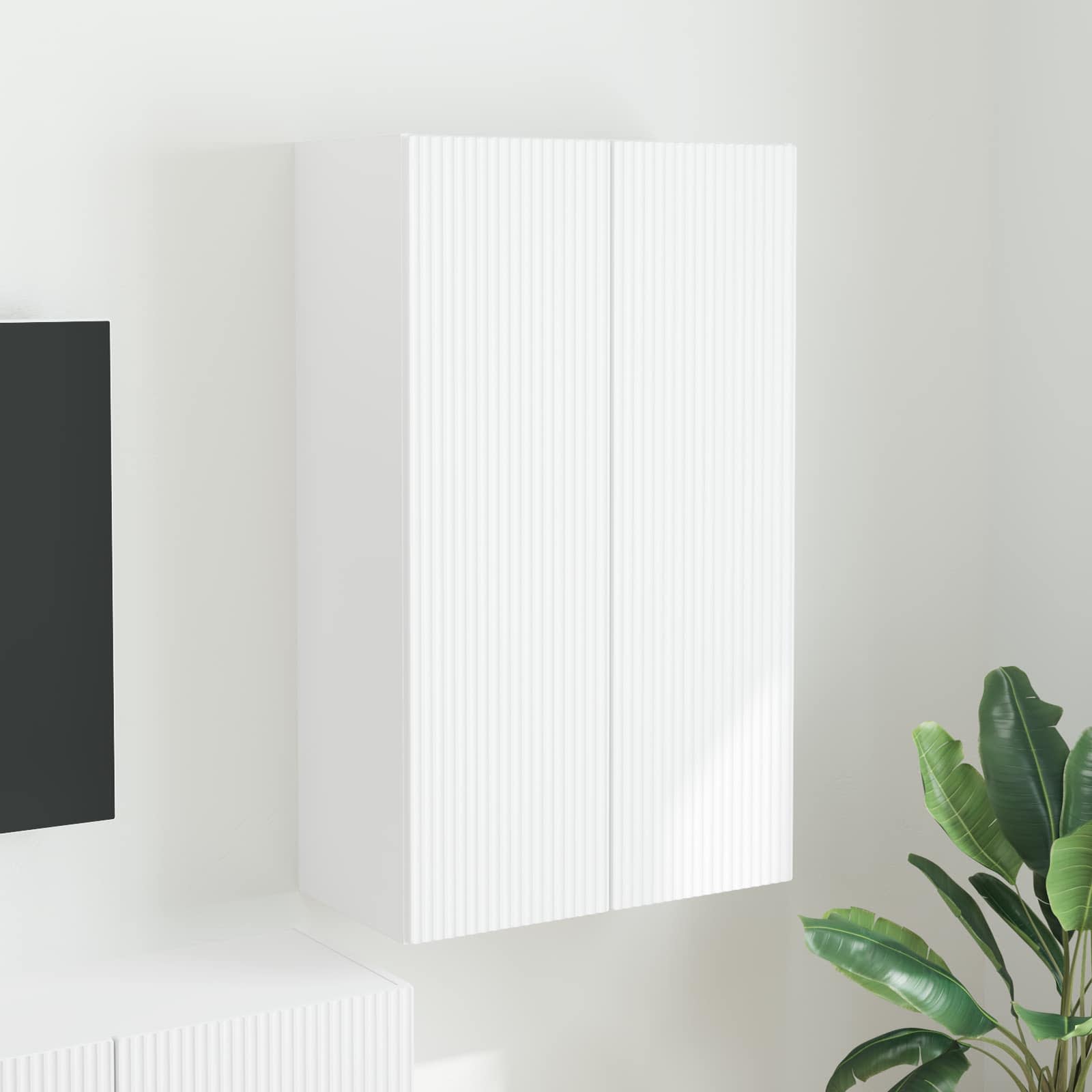 Tv Wall Cabinet 59,5 X 31 X 100 Cm Bílá Kompozitní Dřevo