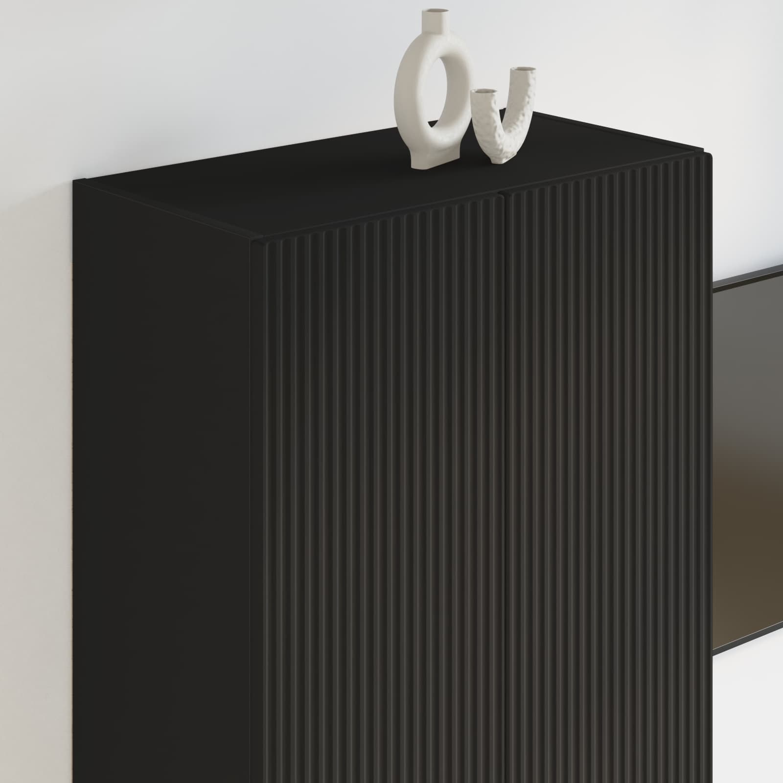 Tv Wall Cabinet 59,5 X 31 X 100 Cm Černá Kompozitní Dřevo