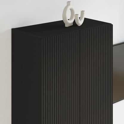 Tv Wall Cabinet 59,5 X 31 X 100 Cm Černá Kompozitní Dřevo