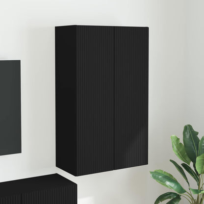 Tv Wall Cabinet 59,5 X 31 X 100 Cm Černá Kompozitní Dřevo