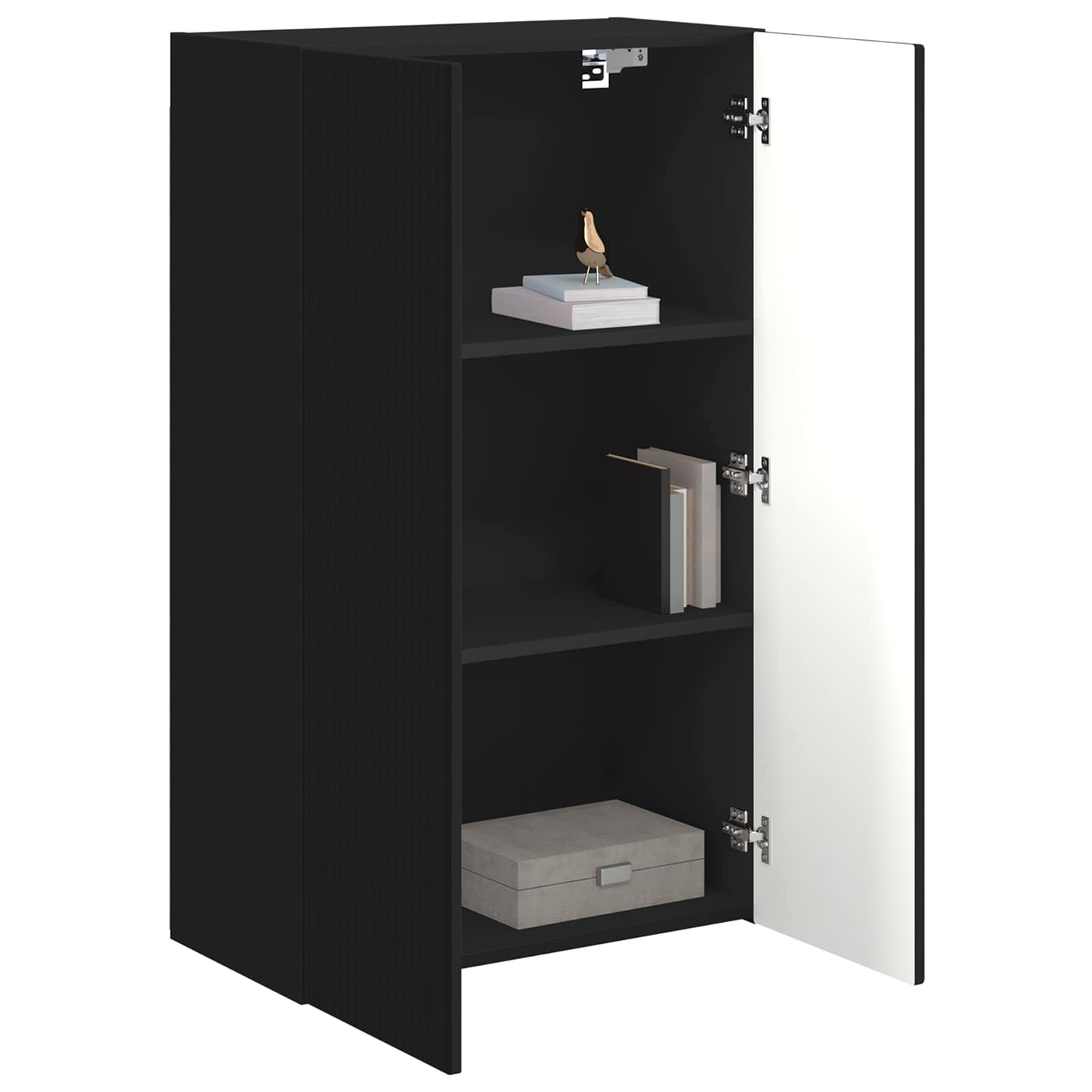Tv Wall Cabinet 59,5 X 31 X 100 Cm Černá Kompozitní Dřevo