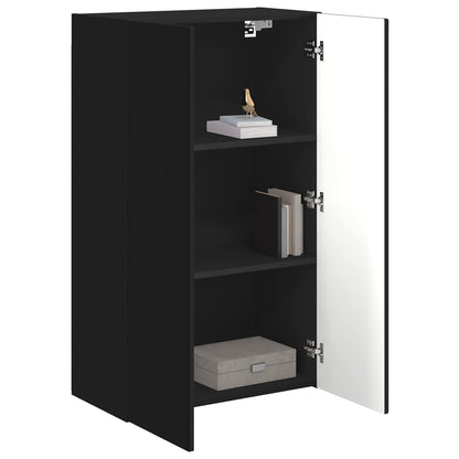 Tv Wall Cabinet 59,5 X 31 X 100 Cm Černá Kompozitní Dřevo