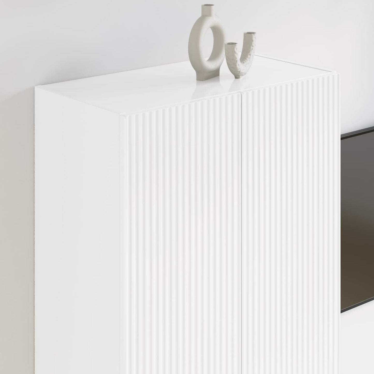 Tv Wall Cabinet 59,5 X 31 X 100 Cm Vysoce Lesklá Bílá