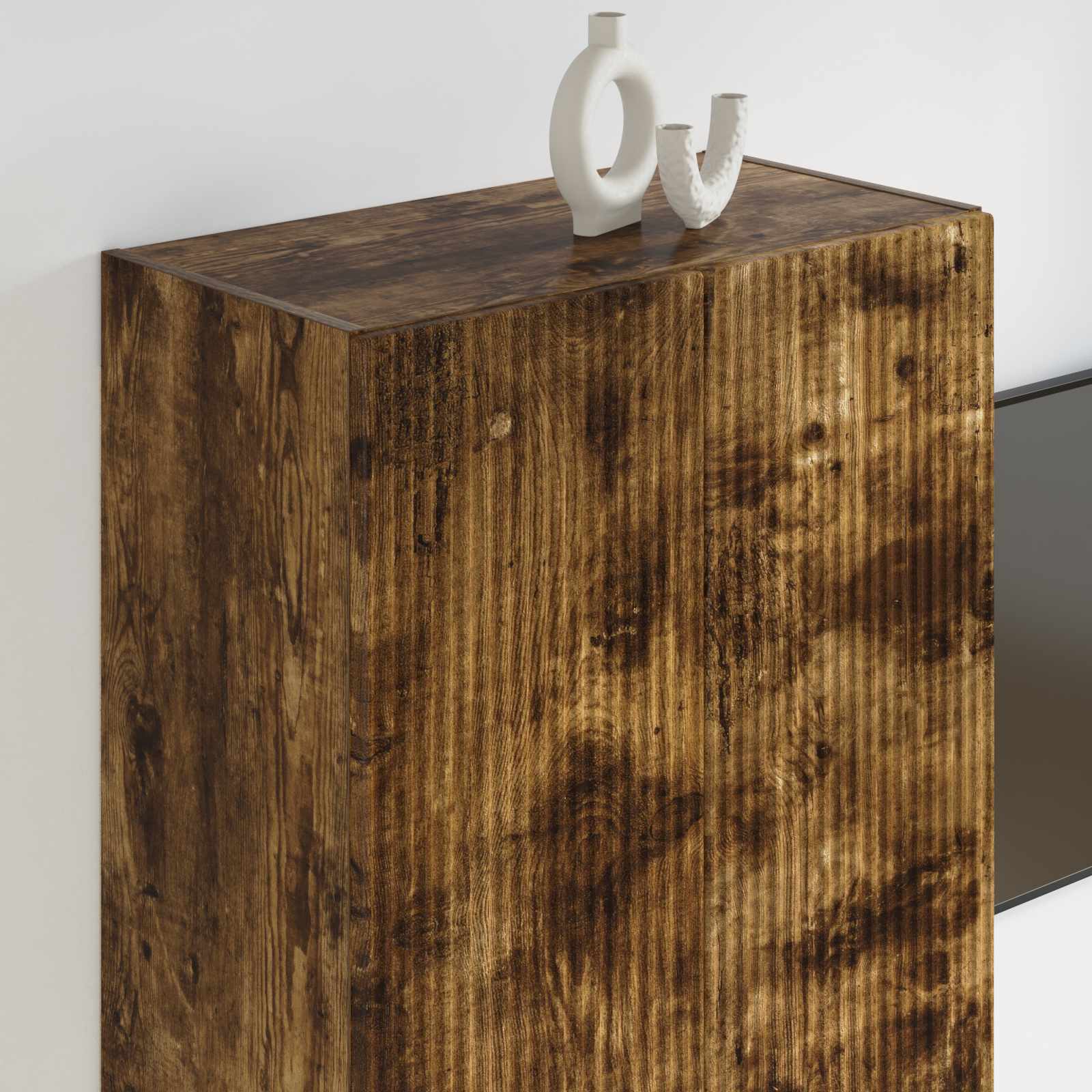 Tv Wall Cabinet 59,5 X 31 X 100 Cm Kouřový Dub Kompozitní Dřevo