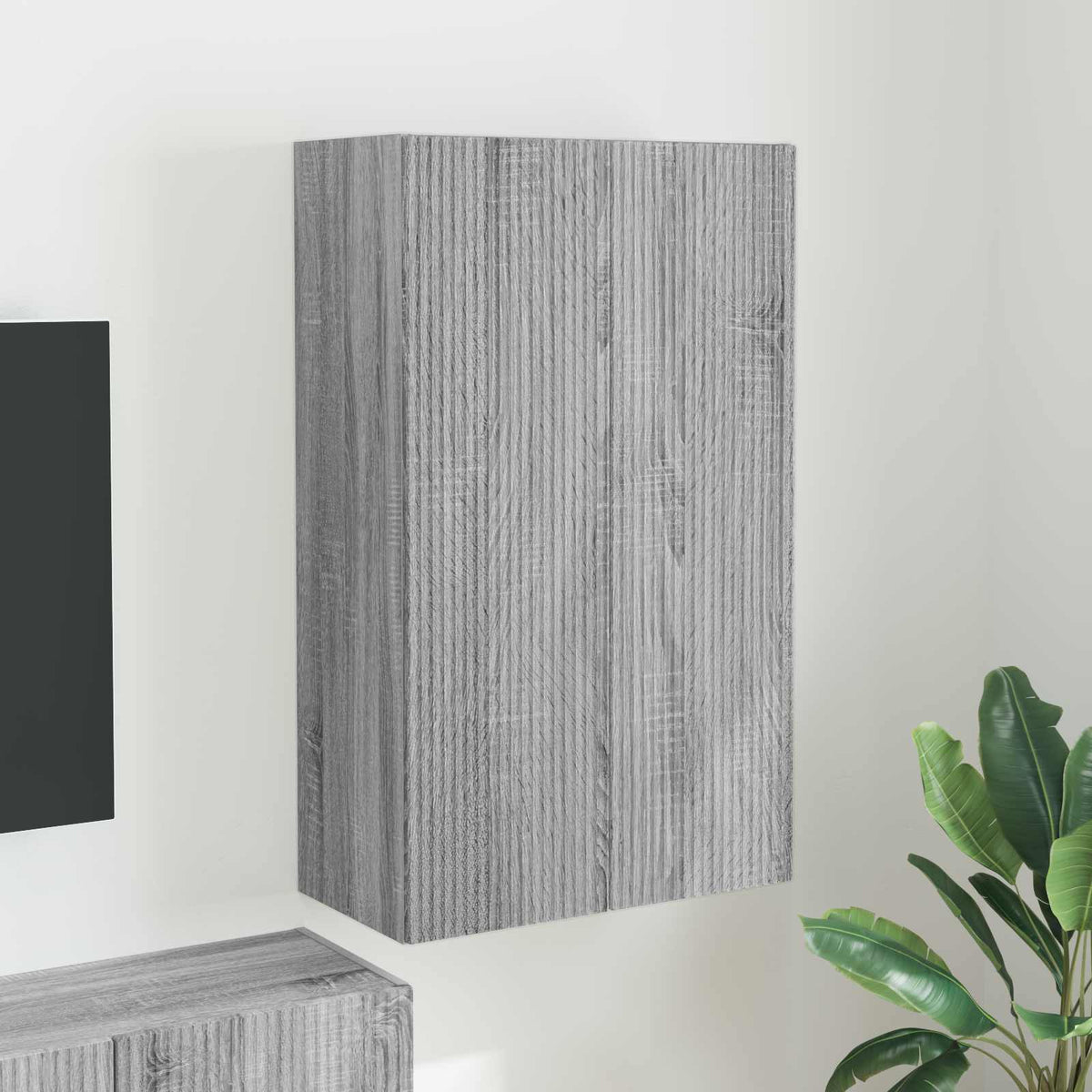Tv Wall Cabinet 59,5 X 31 X 100 Cm Šedá Sonoma Kompozitní Dřevo