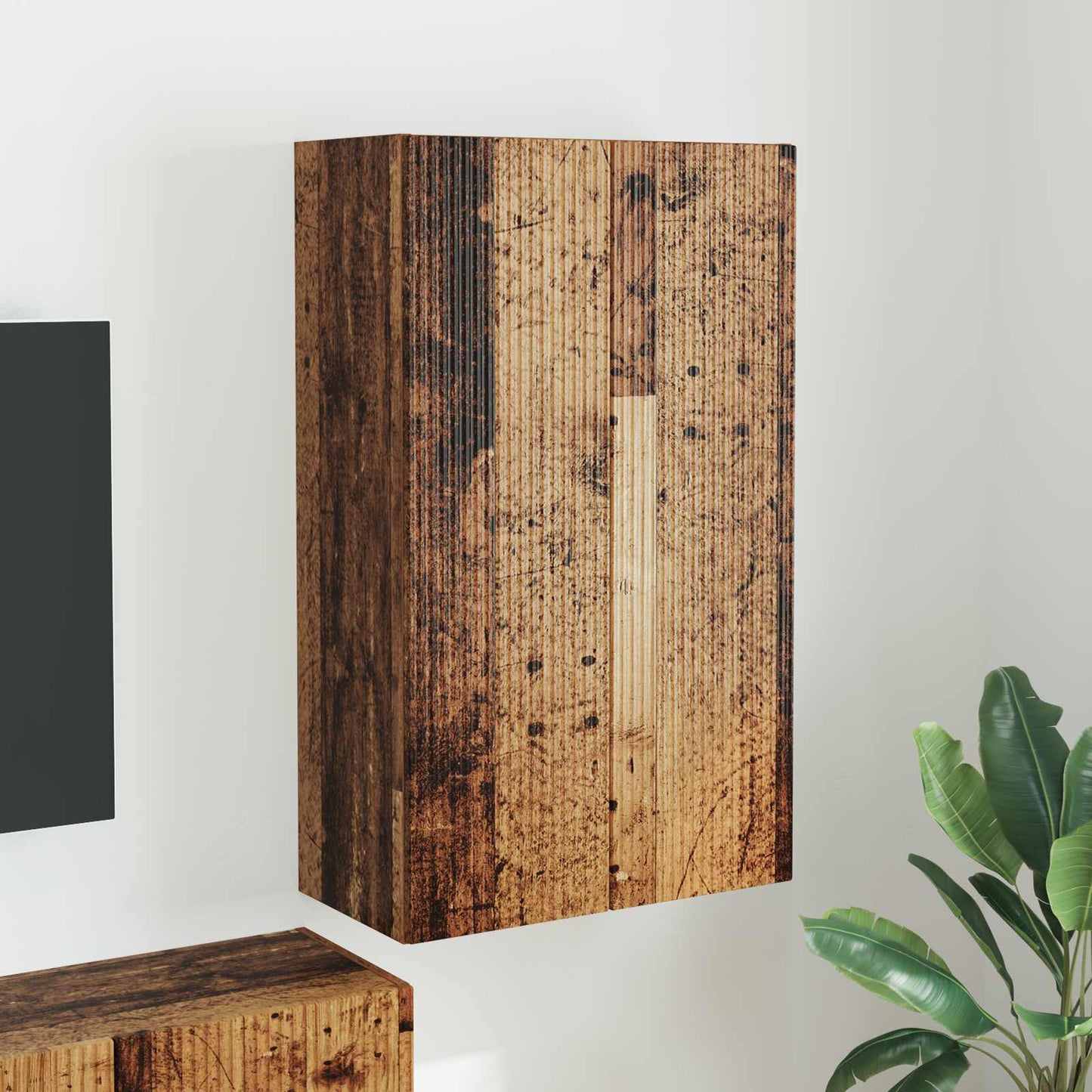 Tv Wall Cabinet 59,5 X 31 X 100 Cm Staré Dřevo Kompozitní Dřevo
