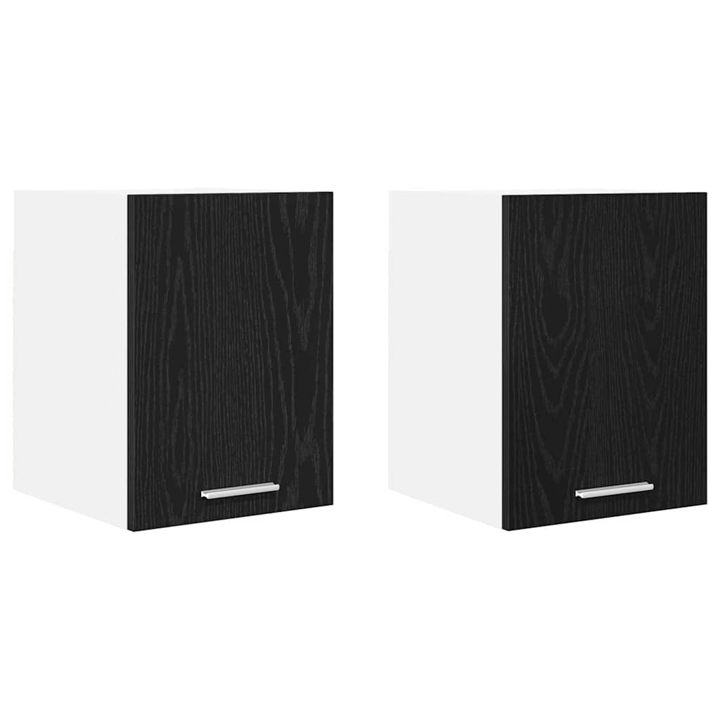 Závěsná Skříňka 2 Pcs Černý Dub A Bílá Kompozitní Dřevo