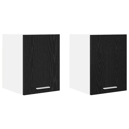 Závěsná Skříňka 2 Pcs Černý Dub A Bílá Kompozitní Dřevo