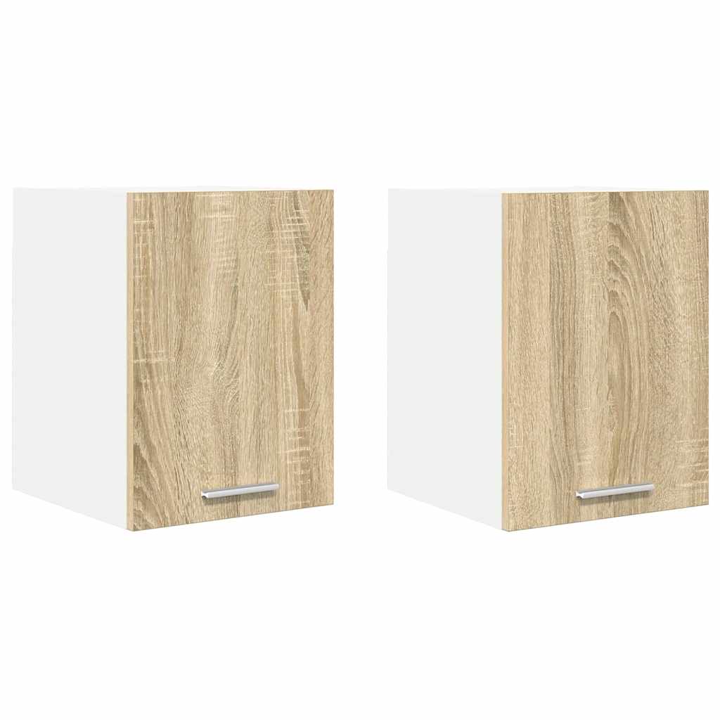 Závěsná Skříňka 2 Pcs Sonoma Dub A Bílá Kompozitní Dřevo