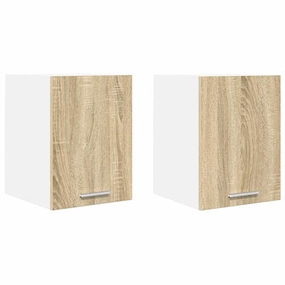 Závěsná Skříňka 2 Pcs Sonoma Dub A Bílá Kompozitní Dřevo
