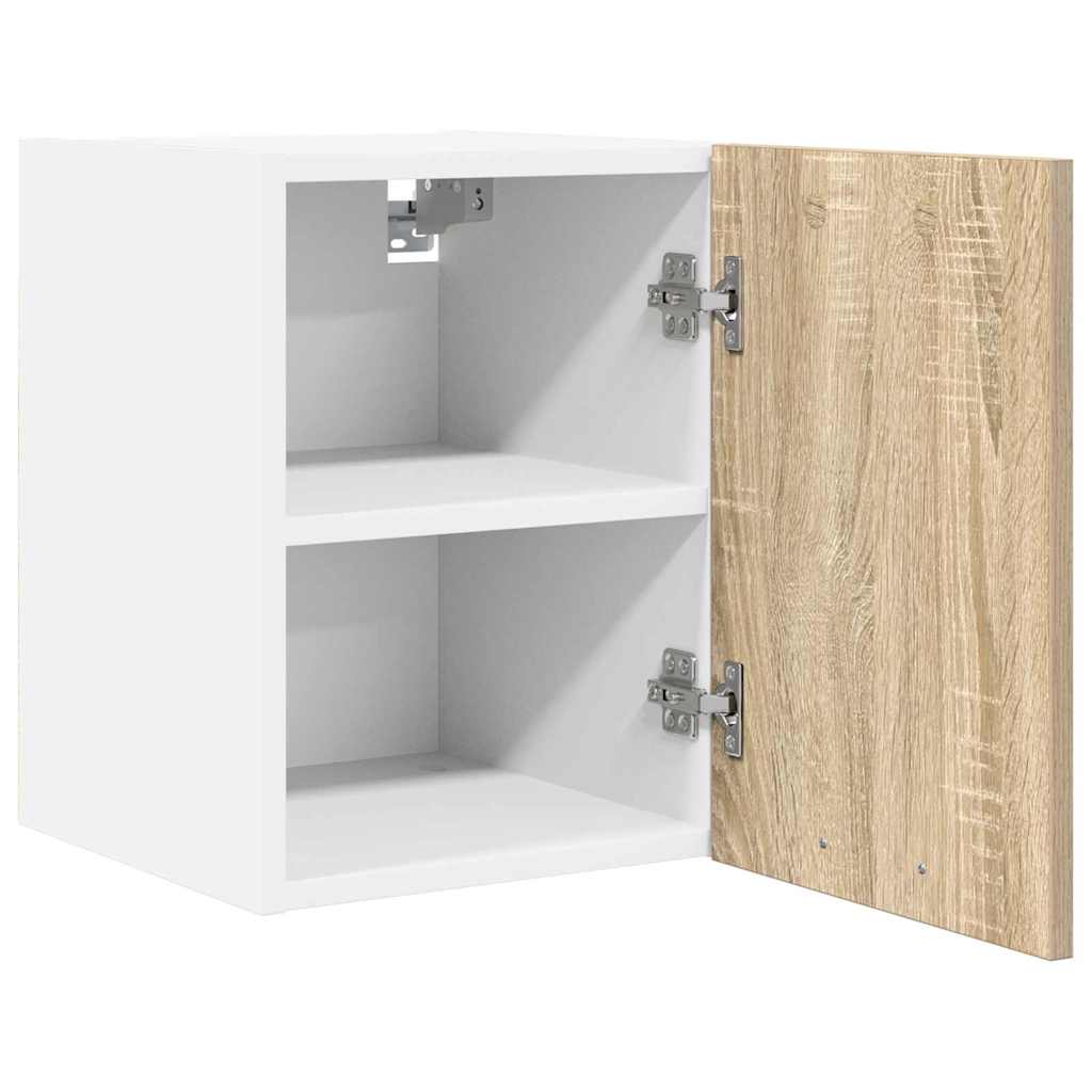 Závěsná Skříňka 2 Pcs Sonoma Dub A Bílá Kompozitní Dřevo
