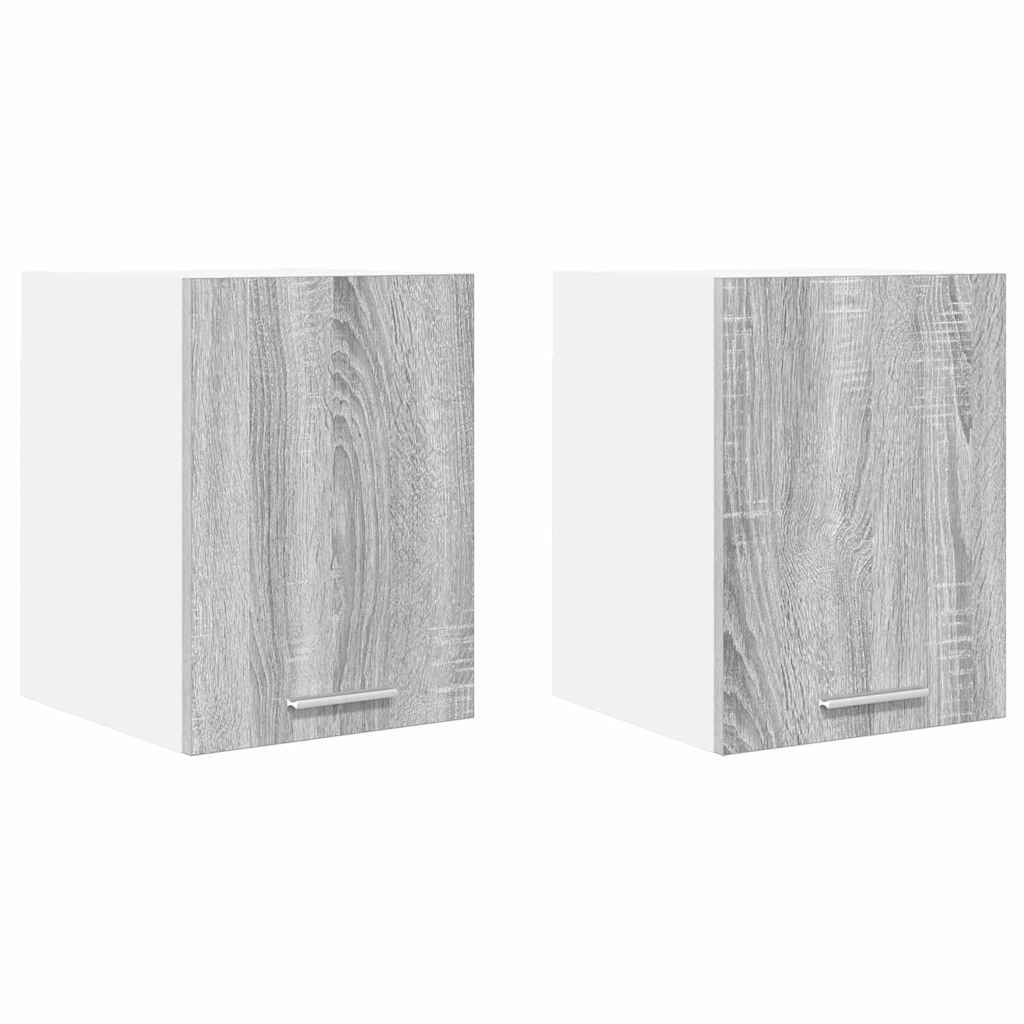 Závěsná Skříňka 2 Pcs Šedý Sonoma A Bílá Kompozitní Dřevo