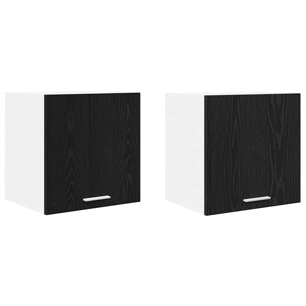 Závěsná Skříňka 2 Pcs Černý Dub A Bílá Kompozitní Dřevo