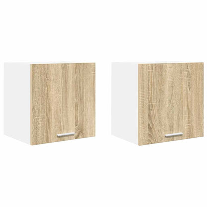 Závěsná Skříňka 2 Pcs Sonoma Dub A Bílá Kompozitní Dřevo