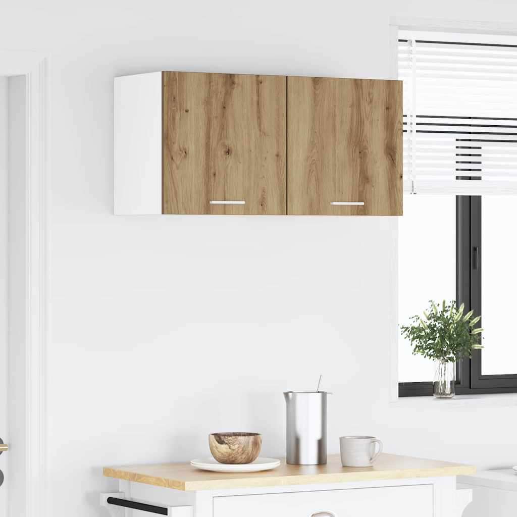 Závěsná Skříňka 2 Pcs Ťuhýk Dub A Bílá Kompozitní Dřevo