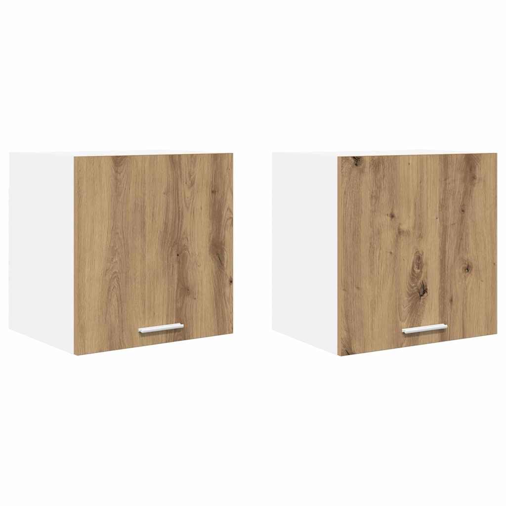 Závěsná Skříňka 2 Pcs Ťuhýk Dub A Bílá Kompozitní Dřevo
