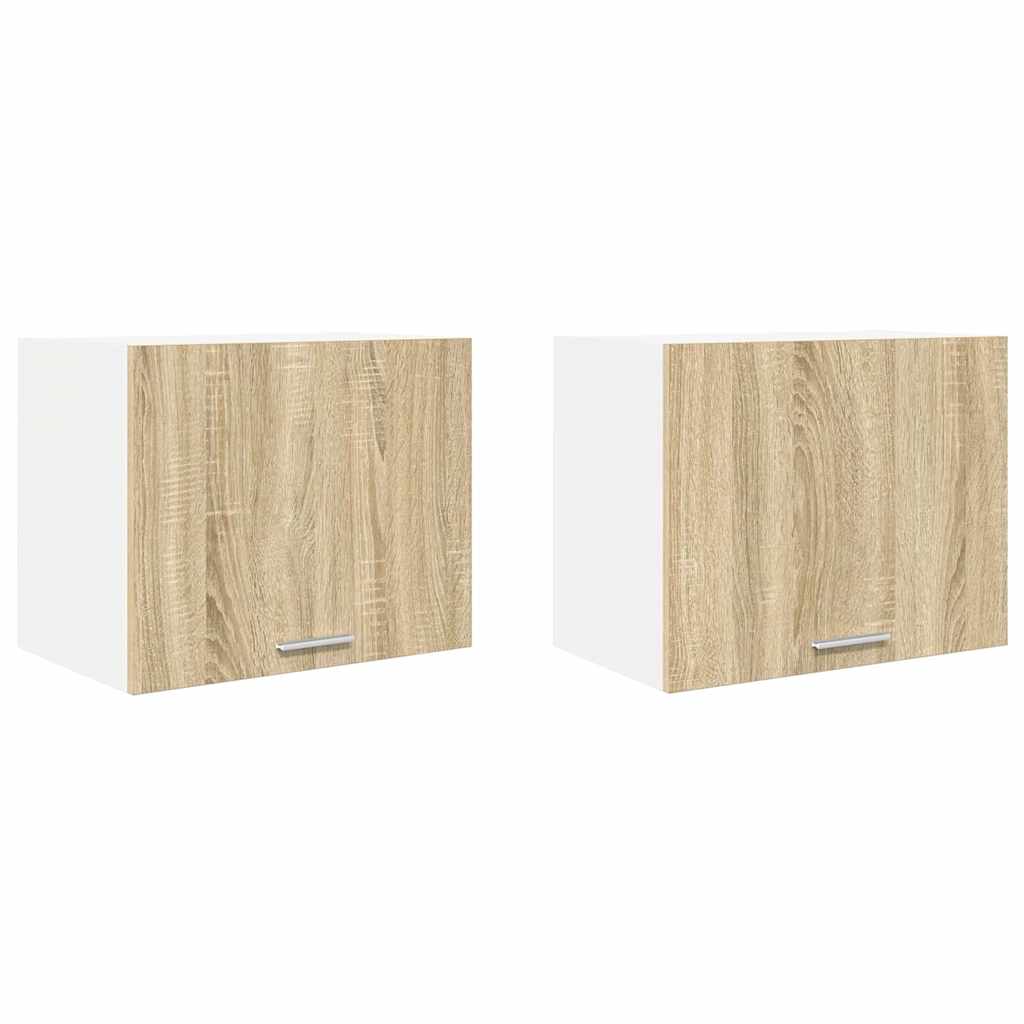 Závěsná Skříňka 2 Pcs Sonoma Dub A Bílá Kompozitní Dřevo