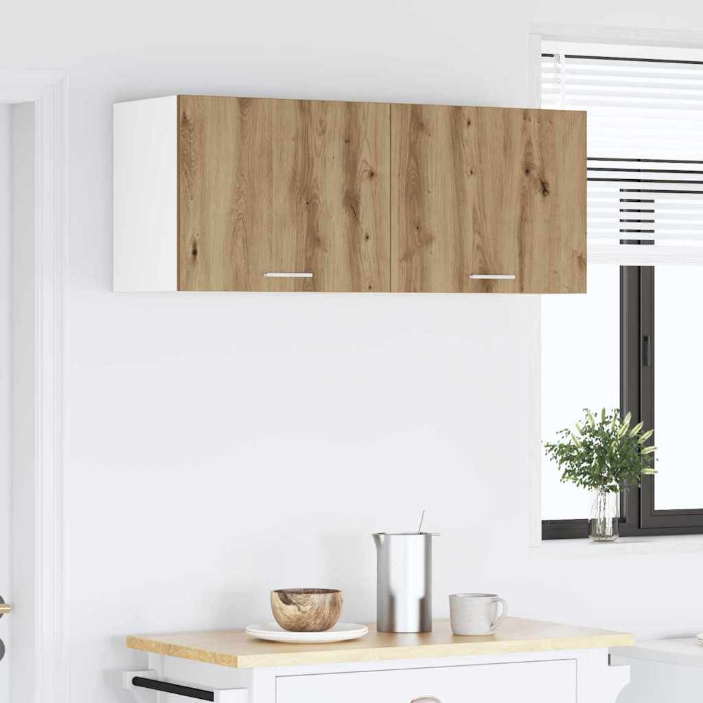 Závěsná Skříňka 2 Pcs Ťuhýk Dub A Bílá Kompozitní Dřevo