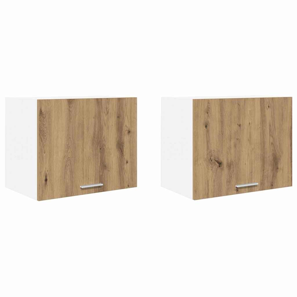 Závěsná Skříňka 2 Pcs Ťuhýk Dub A Bílá Kompozitní Dřevo