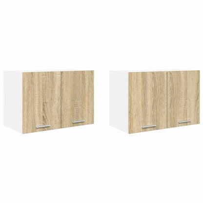 Závěsná Skříňka 2 Pcs Sonoma Dub A Bílá Kompozitní Dřevo