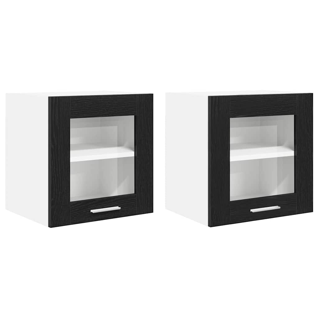 Závěsná Skříňka 2 Pcs Černý Dub Kompozitní Dřevo