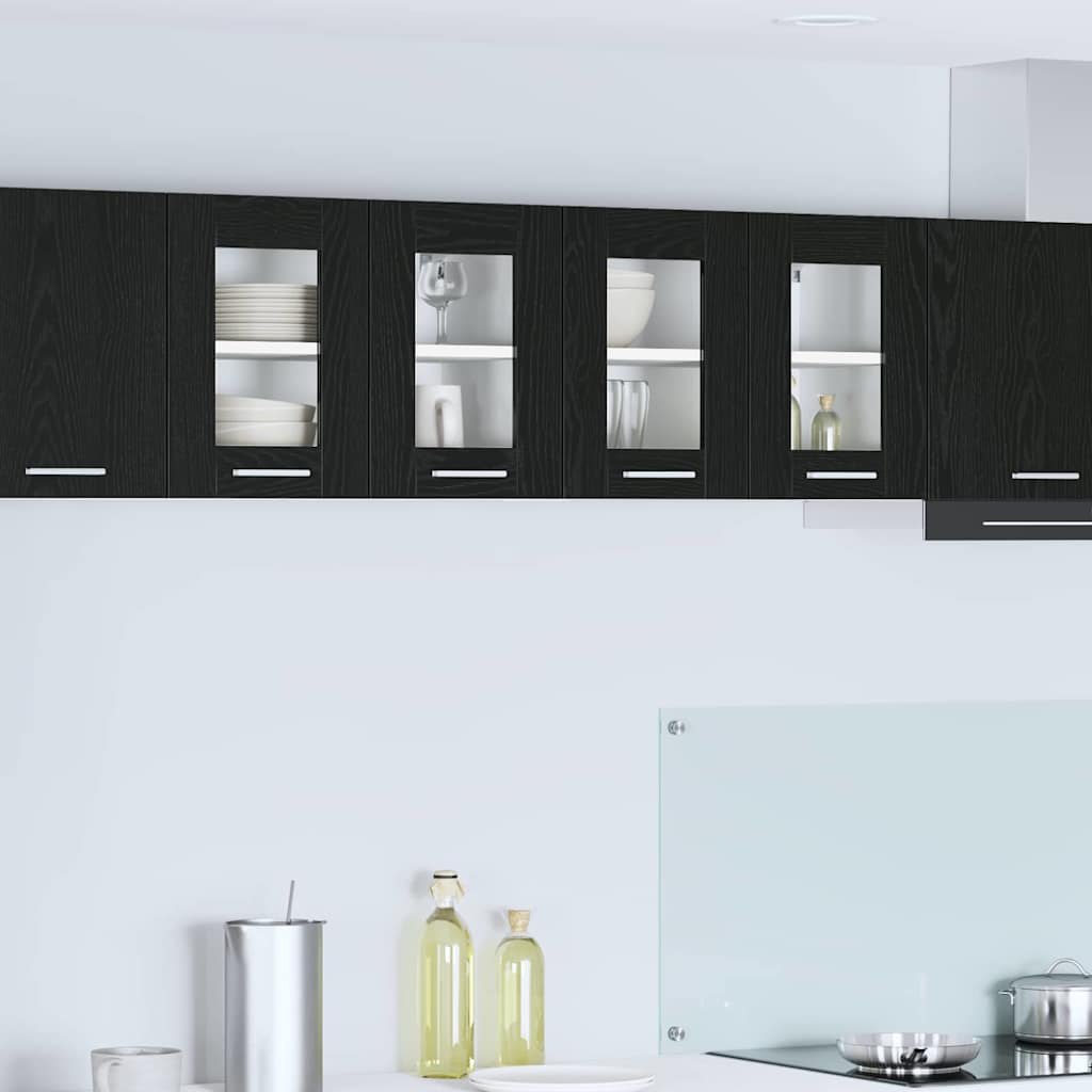 Závěsná Skříňka 2 Pcs Černý Dub Kompozitní Dřevo