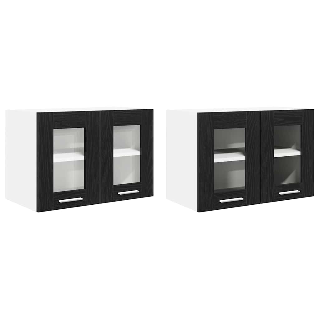 Závěsná Skříňka 2 Pcs Černý Dub Kompozitní Dřevo