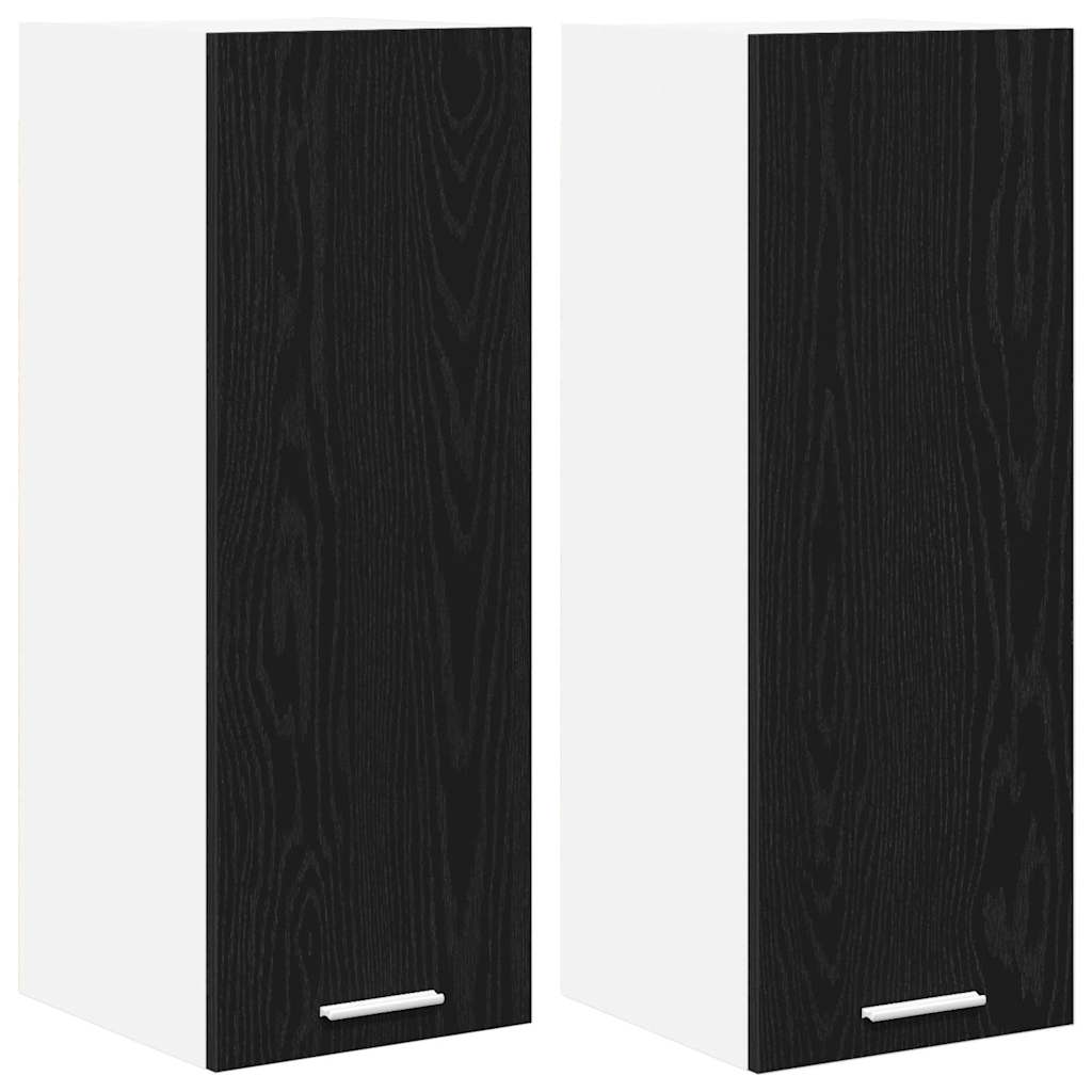 Závěsná Skříňka 2 Pcs Černý Dub A Bílá Kompozitní Dřevo