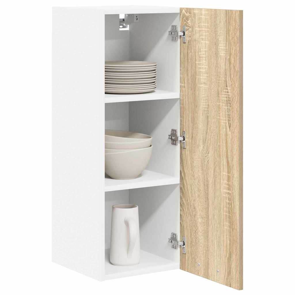Závěsná Skříňka 2 Pcs Sonoma Dub A Bílá Kompozitní Dřevo