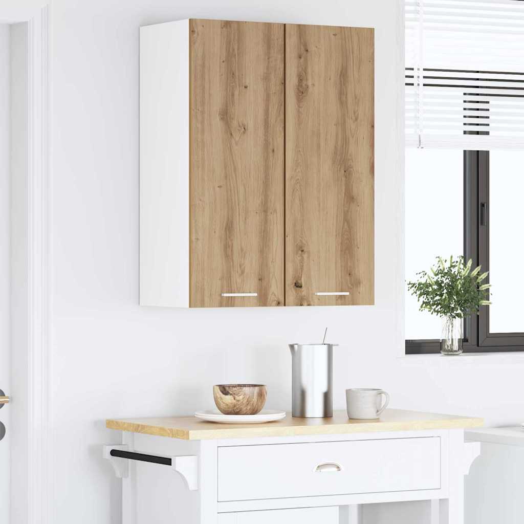 Závěsná Skříňka 2 Pcs Ťuhýk Dub A Bílá Kompozitní Dřevo