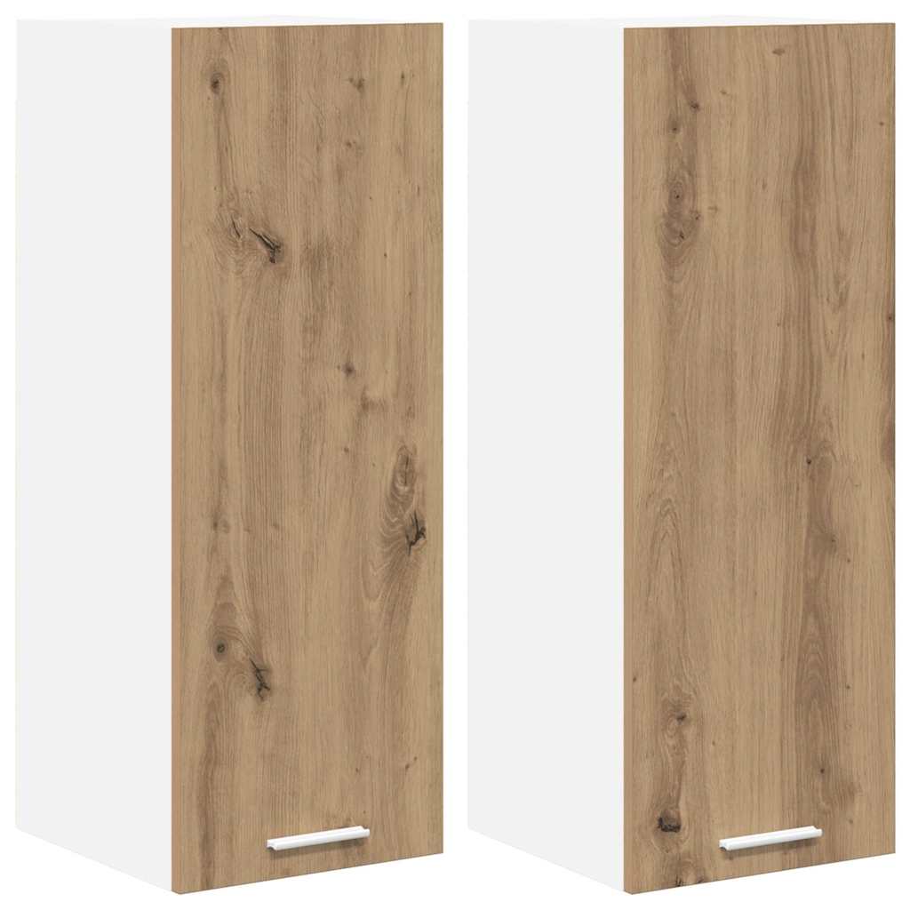 Závěsná Skříňka 2 Pcs Ťuhýk Dub A Bílá Kompozitní Dřevo
