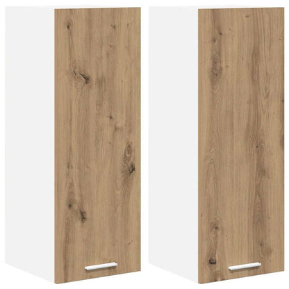 Závěsná Skříňka 2 Pcs Ťuhýk Dub A Bílá Kompozitní Dřevo