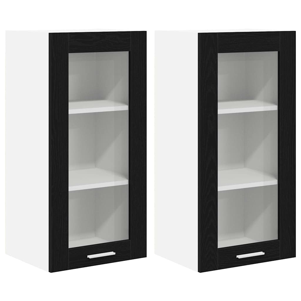 Závěsná Skříňka 2 Pcs Černý Dub Kompozitní Dřevo