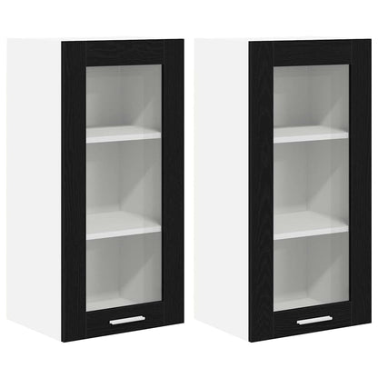 Závěsná Skříňka 2 Pcs Černý Dub Kompozitní Dřevo