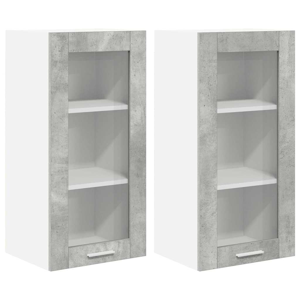 Závěsná Skříňka 2 Pcs Betonově Šedá Kompozitní Dřevo