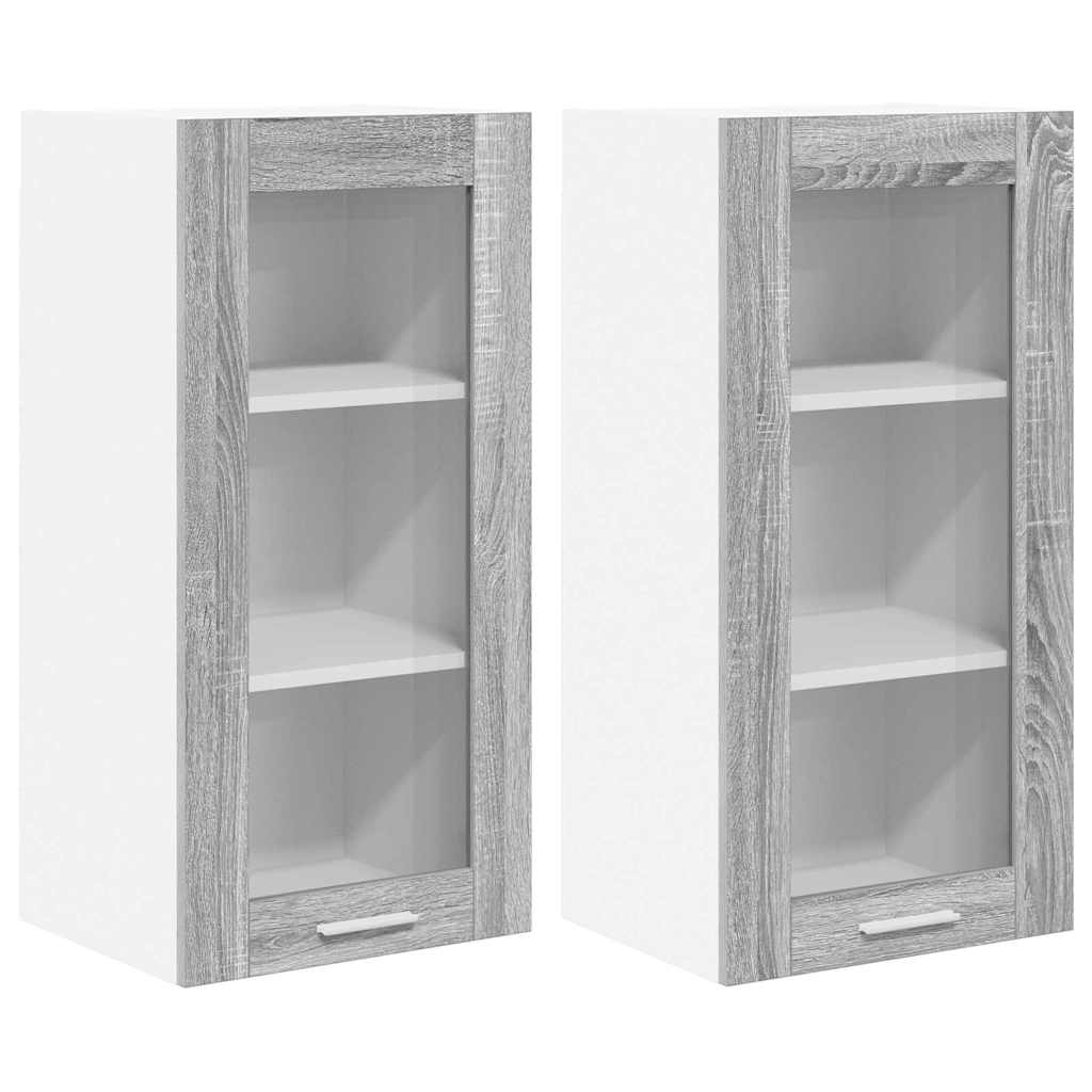 Závěsná Skříňka 2 Pcs Šedá Sonoma Kompozitní Dřevo